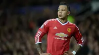2. Memphis Depay - Manchester United merekrut Depay dari PSV pada 2015. Penyerang 26 tahun ini gagal tampil mengesankan selama berada di Old Trafford dan kemudian hengkang dari Manchester United pada 2017. (AFP/Oli Scarff)