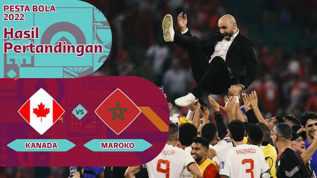 Berita Motion grafis hasil pertandingan Timnas Maroko vs Timnas Kanada di Piala Dunia 2022. Singa Atlas pastikan satu tiket ke babak 16 besar usai kalahkan Timnas Kanada 1-2.