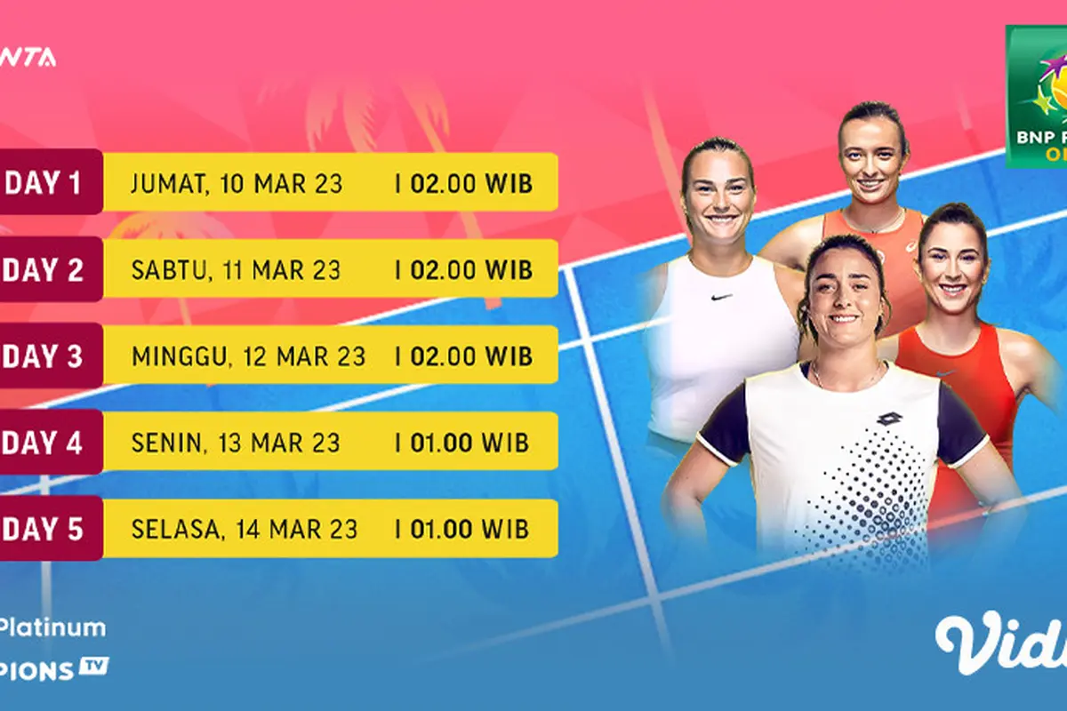 Saksikan Keseruan Live Streaming WTA 1000: BNP Paribas Open di Vidio, 10-14 Maret 2023