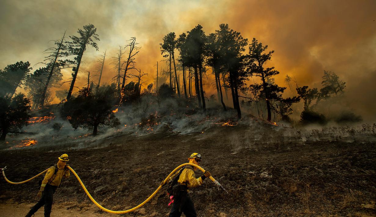 Foto Pemandangan Mengerikan Kebakaran Hutan Di California