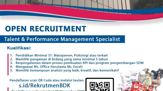 Lowongan Talent & Performance Management Specialist
