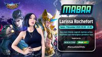 Main bareng Mobile Legends bersama Larissa Rochefort Senin, (7/12/2020) pukul 19.00 WIB dapat disaksikan melalui platform Vidio, laman Bola.com, dan Bola.net. (Dok. Vidio)