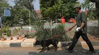 Warga membawa anjing peliharaannya saat akan melakukkan vaksinasi rabies di perumahan Jakarta Timur, Rabu (3/10). Vaksinasi rabies ini gratis bagi warga yang mempunyai hewan peliharaan. (Merdeka.com/Imam Buhori)