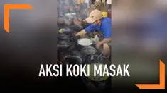 Seorang koki memasak 5 ribu panekuk dalam sehari di sebuah kuil di Vietnam. Ia menggunakan 12 wajan secara bersamaan.