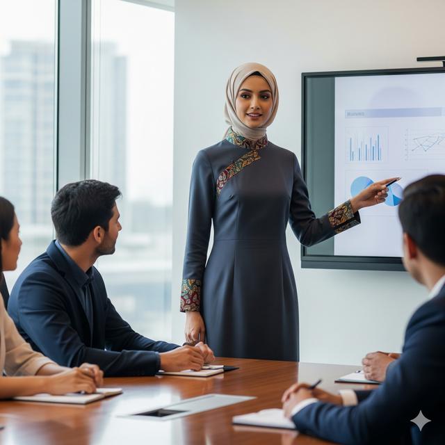 Model Dress Panjang Kerja Formal Kombinasi Batik Muslim
