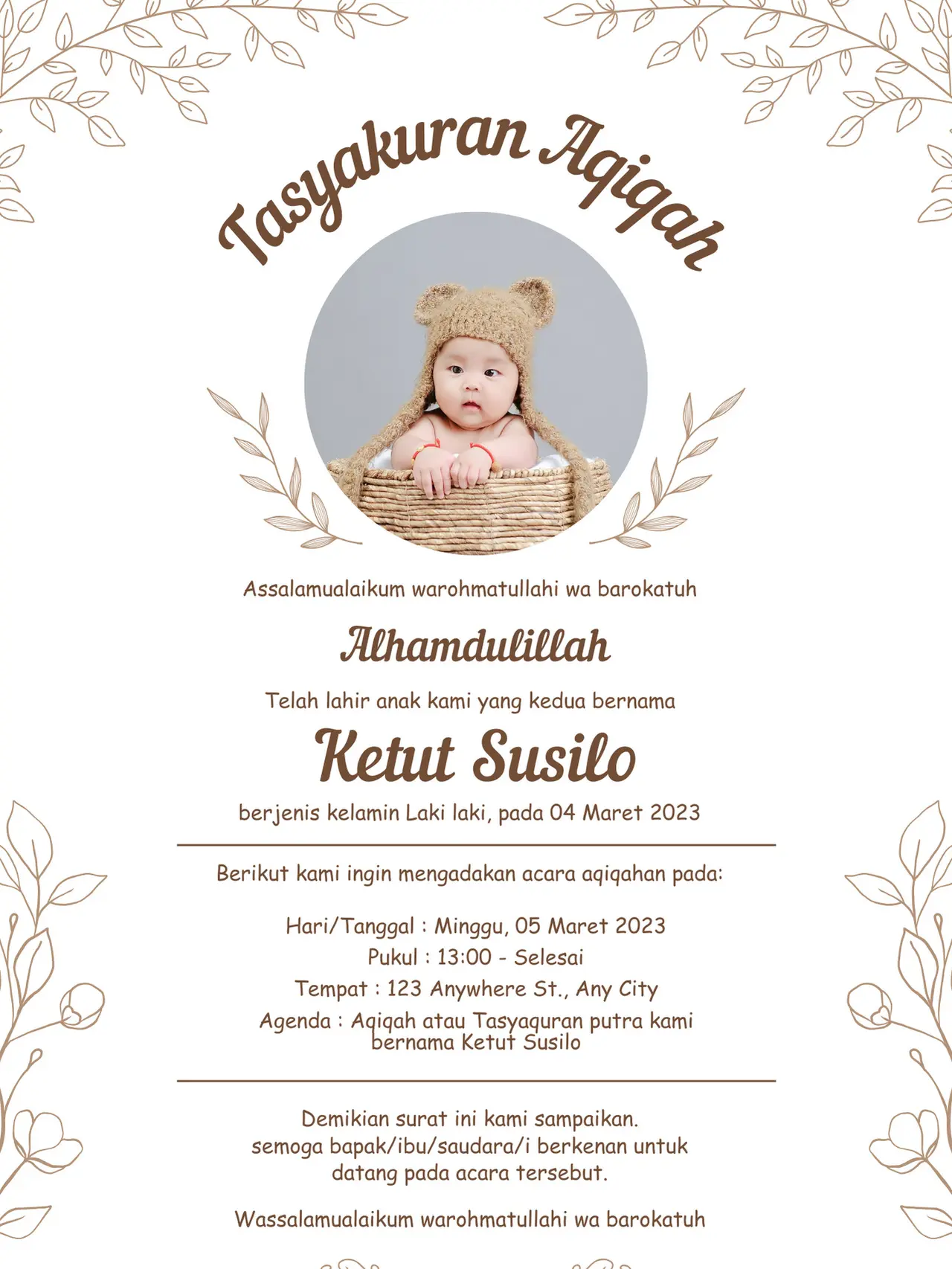 Contoh Undangan Aqiqah Unik dan Menarik, Pahami Karakter Desain dan