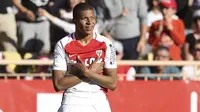 Kylian Mbappe mencetak 27 gol dan tampil sebanyak 60 kali bersama AS Monaco.  (AFP/Valery Hache)