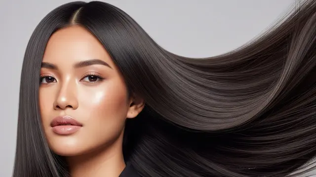 Ghost Layers pada Rambut Panjang Lurus Berkilau