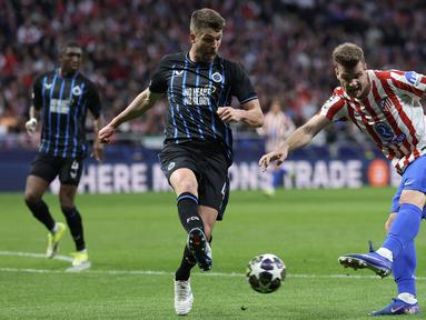 Alexander Sorloth tampil memukau saat laga leg kedua play off Liga Champions 2025/2026 antara Atletico Madrid melawan Club Brugge pada Selasa (24/02/2026) waktu setempat. (AFP/Thomas Coex)
