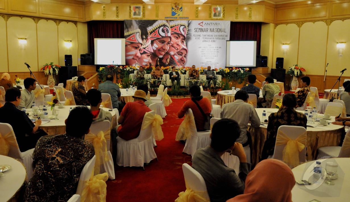 Suasana diskusi “Terbukanya Papua Bagi Jurnalis Asing”, di Auditorium Adhyana, Wisma Antara, Jakarta, Selasa (26/5/2015). (Liputan6.com/Andrian M Tunay)