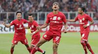 Gelandang Persija Jakarta, Bruno Matos, melakukan selebrasi usai membobol gawang Ceres-Negros pada laga Piala AFC 2019 di SUGBK, Jakarta, Selasa (23/4). Persija takluk 2-3 dari Ceres-Negros. (Bola.com/M Iqbal Ichsan)