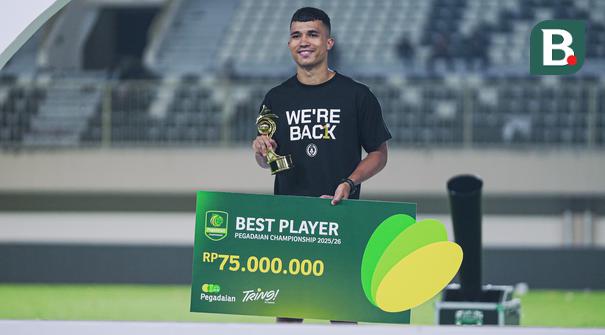 Gustavo Tocantins berhasil meraih pemain terbaik di arena Pegadaian Championship 2025/26. (Bola.com/Abdul Aziz)