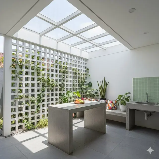 Dapur Semi-Outdoor dengan Skylight