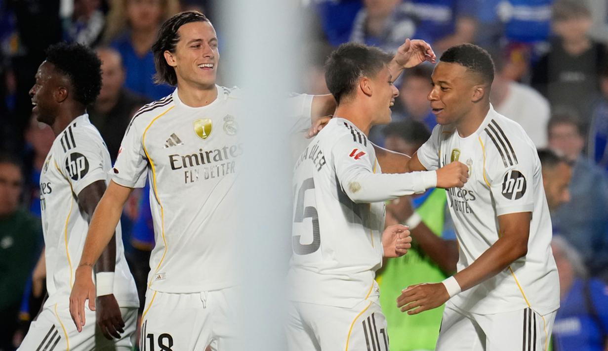 Kemenangan juga mengembalikan Real Madrid ke puncak klasemen dengan 24 poin, unggul dua angka dari Barcelona, yang akan menjadi lawan mereka pada laga El Clasico akhir pekan mendatang. (AP Photo/Manu Fernandez)