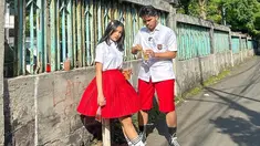 Pasangan kekasih Fuji An dan Thariq Halilintar kembali mencuri perhatian banyak netizen. Pasalnya, keduanya kembali tampil menggunakan busana senada. (Liputan6.com/IG/@fuji_an)