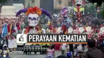 Ribuan orang turun ke jalanan di Mexico City, Meksiko, untuk merayakan hari kematian atau yang biasa disebut Dia De Muertos, pada Sabtu (26/10/2019).