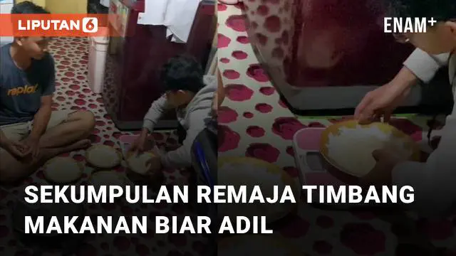 Aksi kocak sekumpulan remaja timbang makanan mengundang perhatian