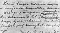 Teks proklamasi asli yang ditulis tangan oleh Ir. Soekarno. (Liputan6.com/web/Museum Perumusan Naskah Proklamasi)