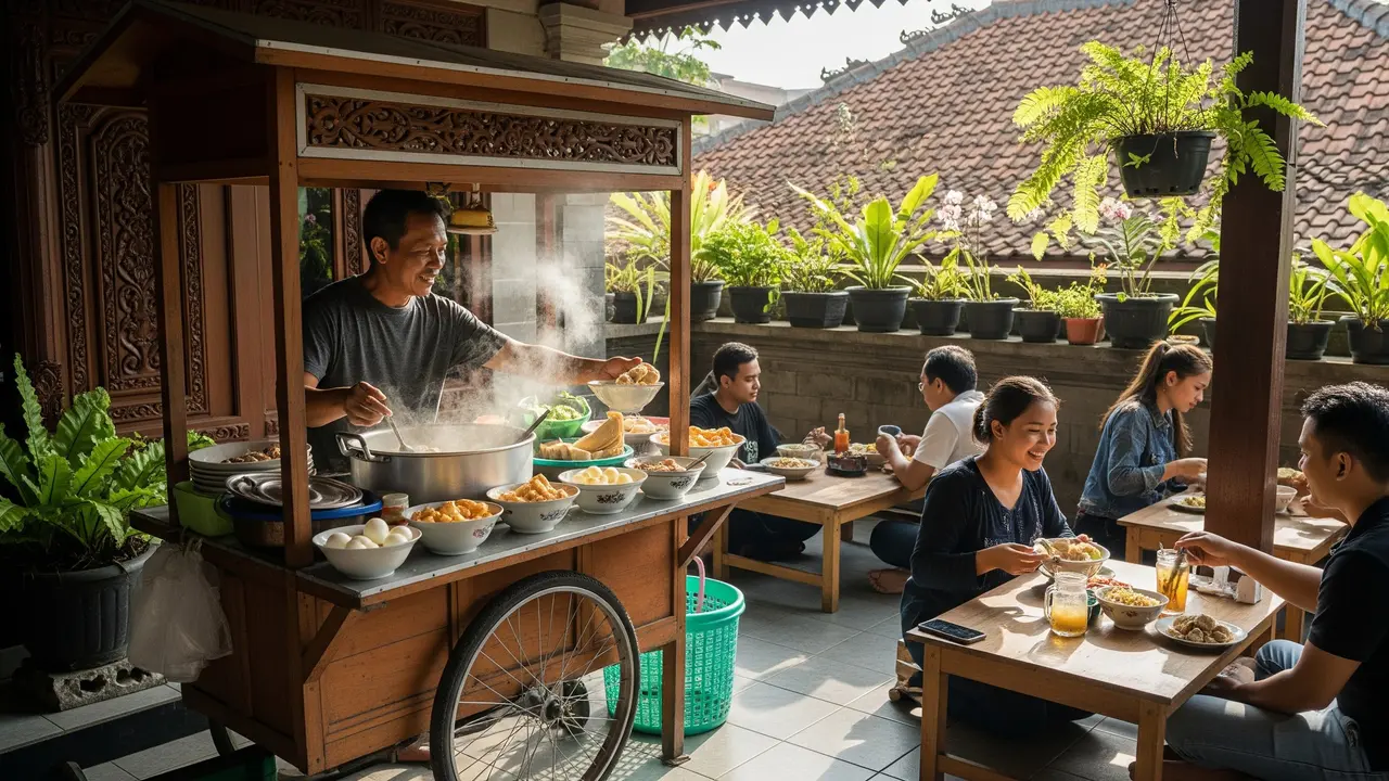 Desain Warung Bakso di Teras Rumah