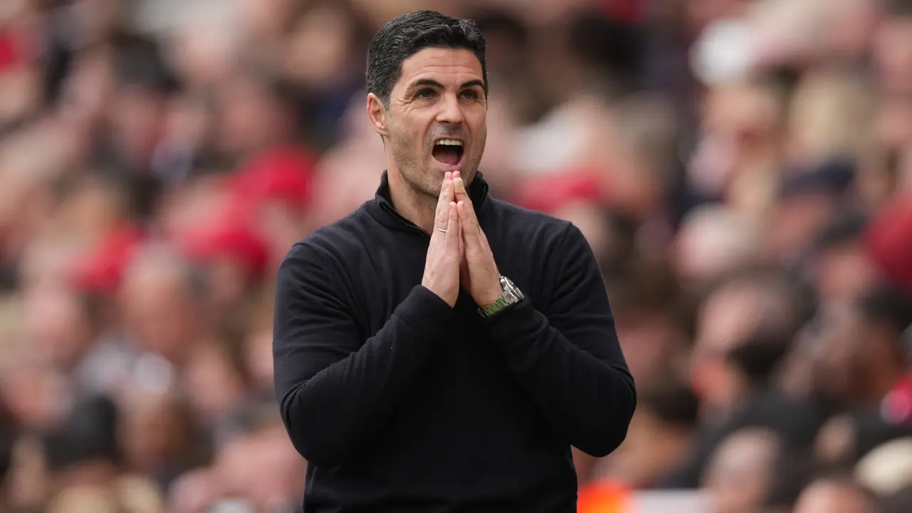 Ekspresi Manajer Arsenal Mikel Arteta di pertandingan melawan Bournemouth di pekan ke-32 Liga Inggris 2025/2026 di Emirates Stadium, Sabtu (11/04/2026) malam WIB.