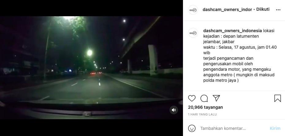 Pemukulan mobil (Instagram/dashcam_owners_indonesia)