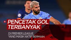 Berita motion grafis 5 pencetak gol terbanyak di Liga Inggris yang masih aktif bermain, salah satunya Sergio Aguero.