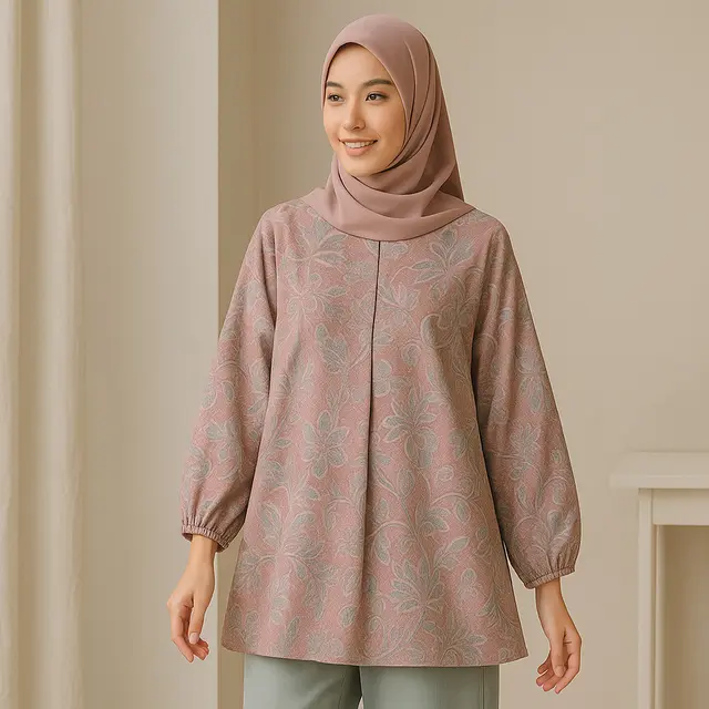 Model Batik Muslim Kekinian yang Bisa Dipakai Santai Sehari-hari/ Ilustrasi gambar oleh AI