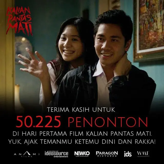 Infografis jumlah penonton film Kalian Pantas Mati. (Foto: Dok. Instagram @robertronny)