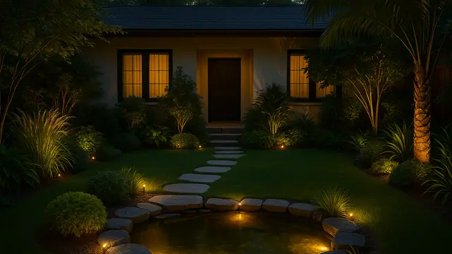 Taman Depan Rumah Ukuran 6x9 dengan Kolam Mini/ Ilustrasi gambar oleh AI