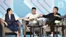 CEO RANS Entertainment Nagita Slavina, Founder RANS Entertainment Raffi Ahmad, Co-Founder Kaesang Pangarep (kiri ke kanan) saat peluncuran RansVerse di Jakarta, Jumat (1/4/2022). RANS Entertainment memperkenalkan bisnis metaverse yang diberi nama RansVerse. (Liputan6.com/Helmi Fithriansyah)