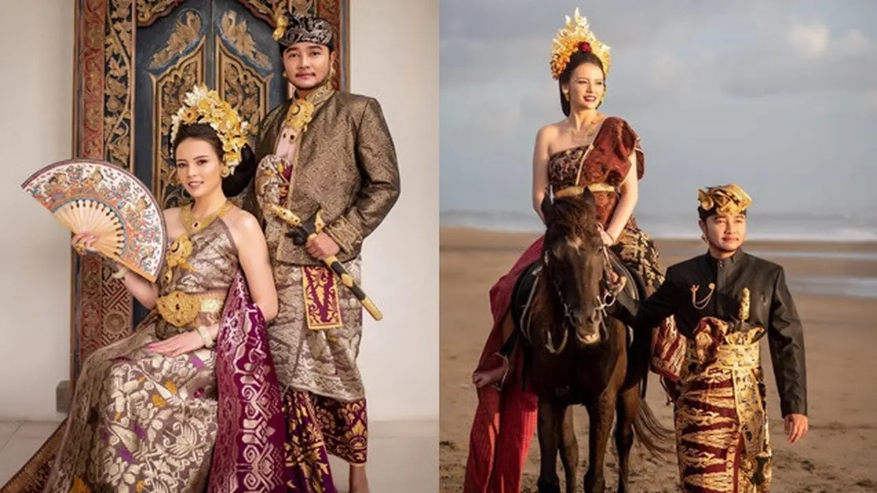 6 Gaya Pemotretan Abash dan Jeje Pakai Baju Adat Bali, Bak Pasangan Prewedding