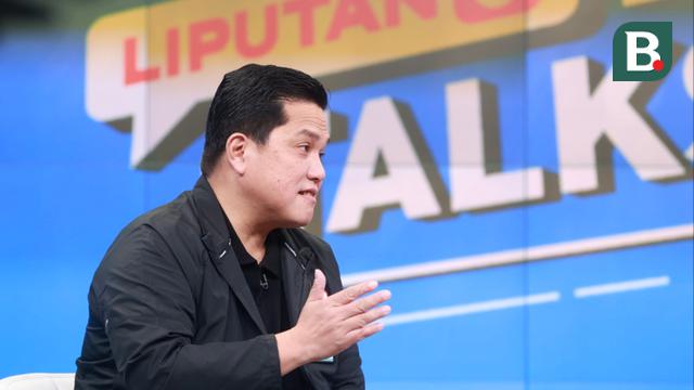 Ketua PSSI, Erick Thohir, dalam wawancara dengan Liputan6 di SCTV Tower, Jakarta Pusat, Senin (9/4/2023) malam WIB.