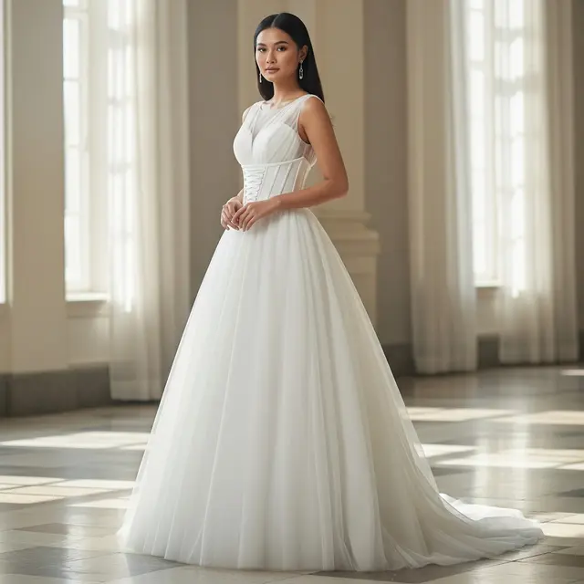 9 Model Long Dress Bahan Tulle dengan Potongan Princess Ball Gown, Tampil Memukau