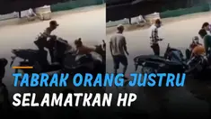 Ada-ada saja tingkah pengendara motor pria ini setelah menabrak perempuan di jalan.