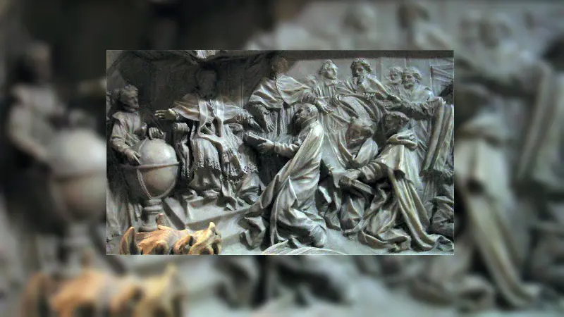 Detil di makam Paus Gregorius XIII menggambarkan perayaan pengenalan kalender Gregorian