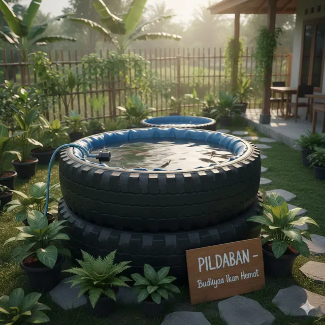 Model Kolam Ikan dari Ban Bekas