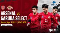 Link Live Streaming Pertandingan Garuda Select Vs Arsenal di Vidio, 5 April 2022. (Sumber : dok. vidio.com)