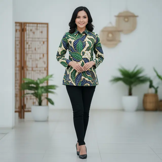 9 Model Atasan Batik Motif Daun Kekinian, Tren Fashion Tampil Stylish