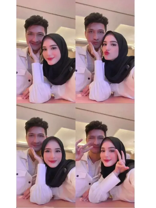 Istri Aditya Zoni, Yasmine Ow tampil cantik menggunakan hijab.