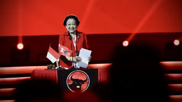 <p>Ketua Umum PDIP Megawati Soekarnoputri Saat Menyampaikan Pidato Politiknya Dalam Pembukaan Rakernas IV PDIP, di JIExpo Kemayoran, Jakarta. (Foto: Dokumentasi PDIP).</p>