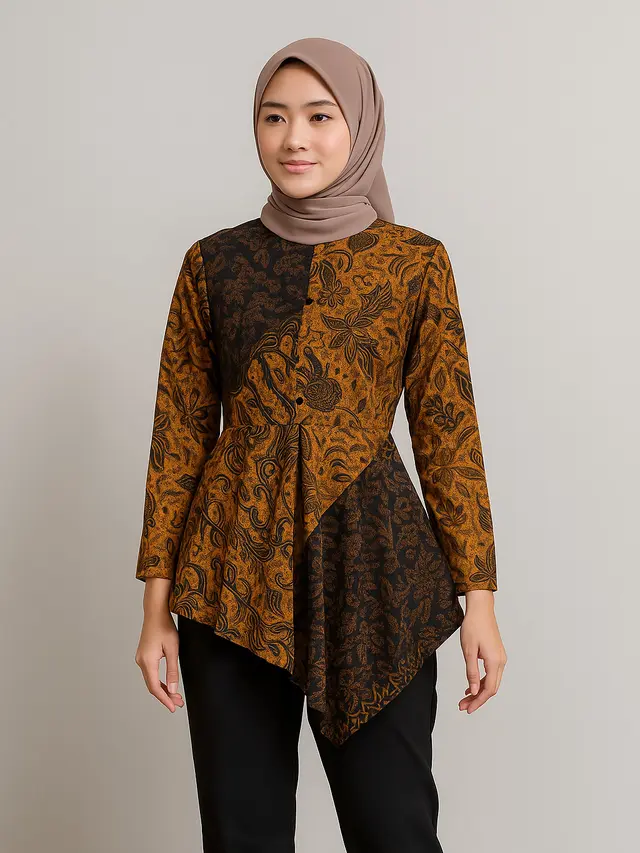 9 Model Atasan Batik Peplum, Bikin Tampilan Jadi Fashionable dan Elegan (sumber:AI)
