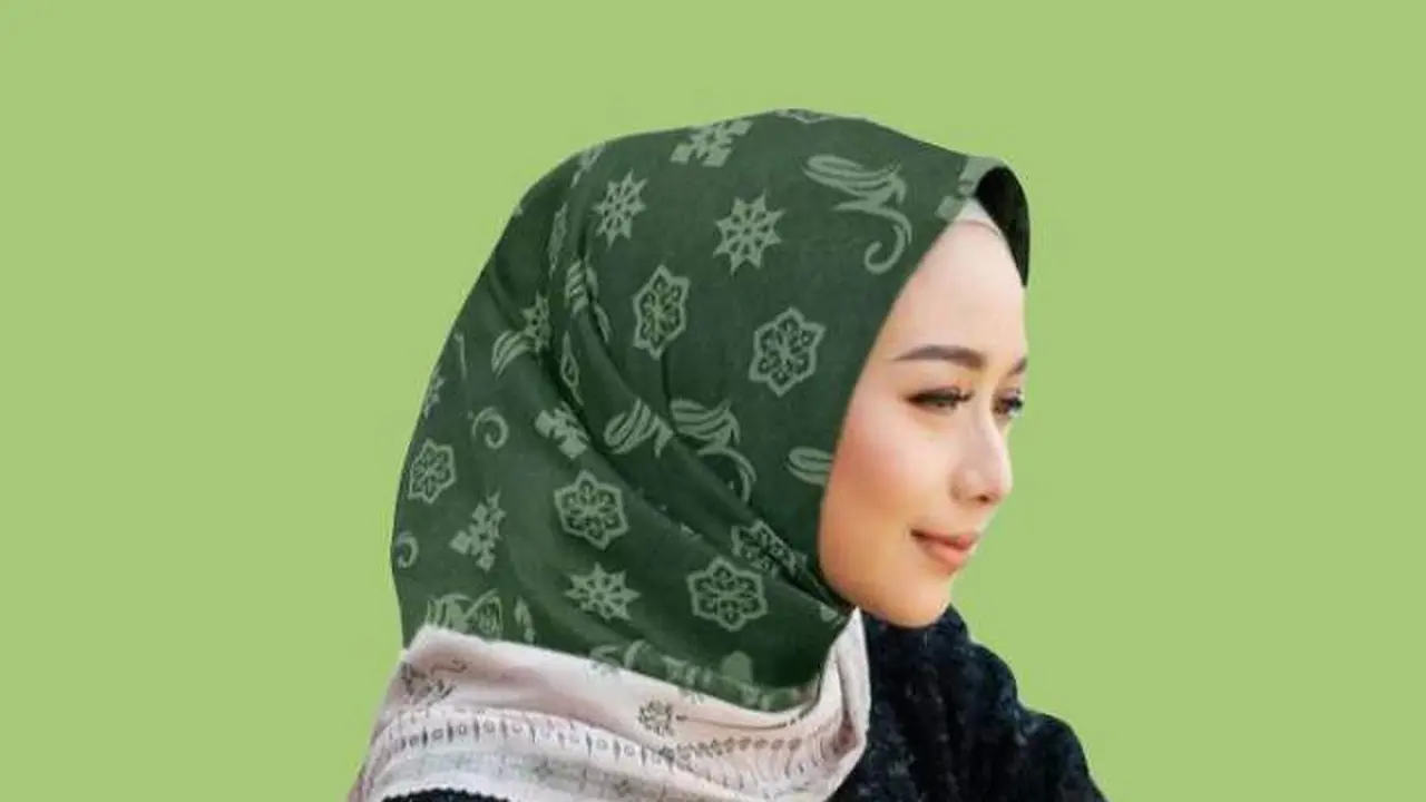 jilbab segi empat warna hijau