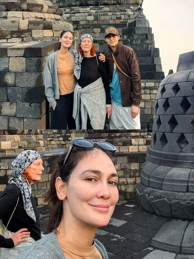 Gaya Kasual Luna Maya Saat Liburan di Borobudur, Kompak dan Nyaman Bareng Suami dan Sang Mama
