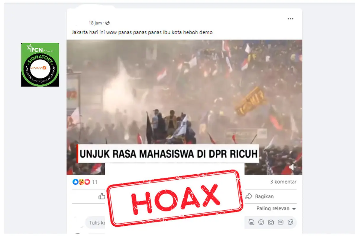 Tangkapan layar hoaks demo mahasiswa