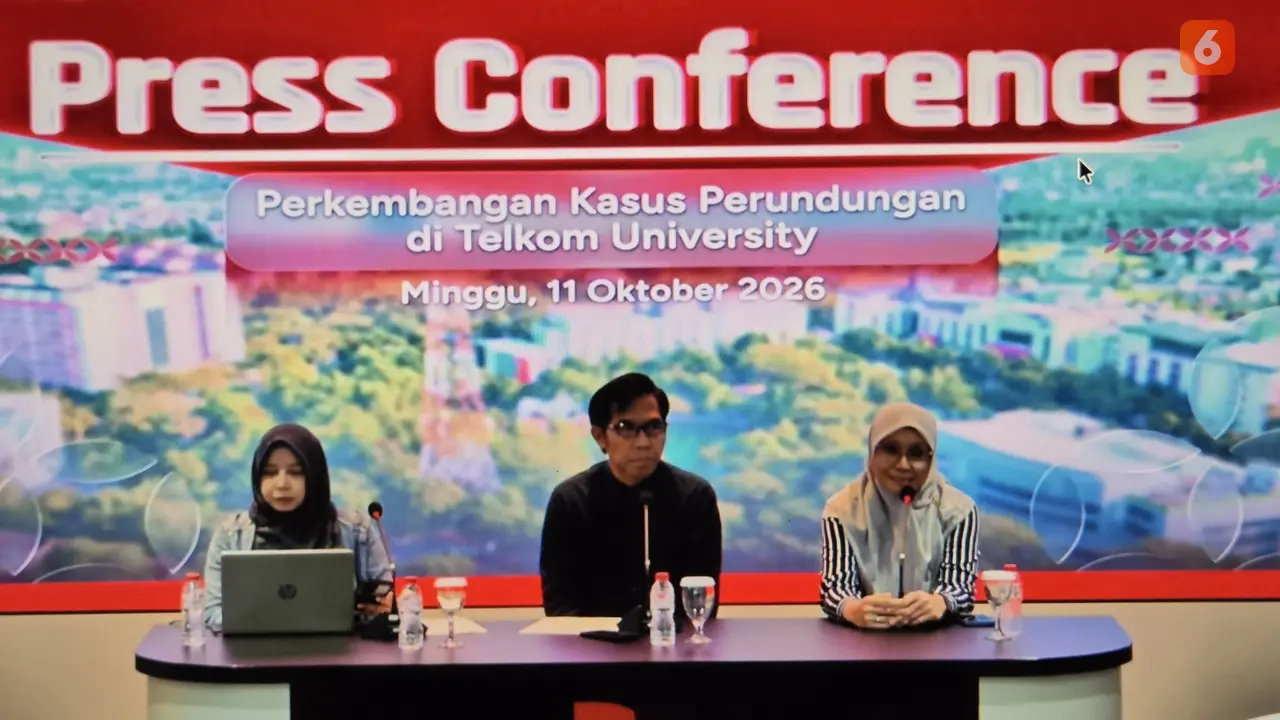 Konferensi pers perkembangan kasus perundungan di Telkom University secara daring, Minggu (11/10/2026).