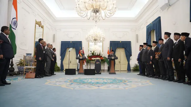 Presiden Prabowo Subianto menerima kunjungan Perdana Menteri India Narendra Modi di Istana Merdeka, Jakarta, Selasa (7/7/2026). (Dok Bakom)