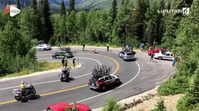 Satu peserta balap sepeda Tour de Utah mengalami kecelakaan di Pass Guardsman. Kecelakaan tersebut memicu kecelakaan para peserta lainnya.