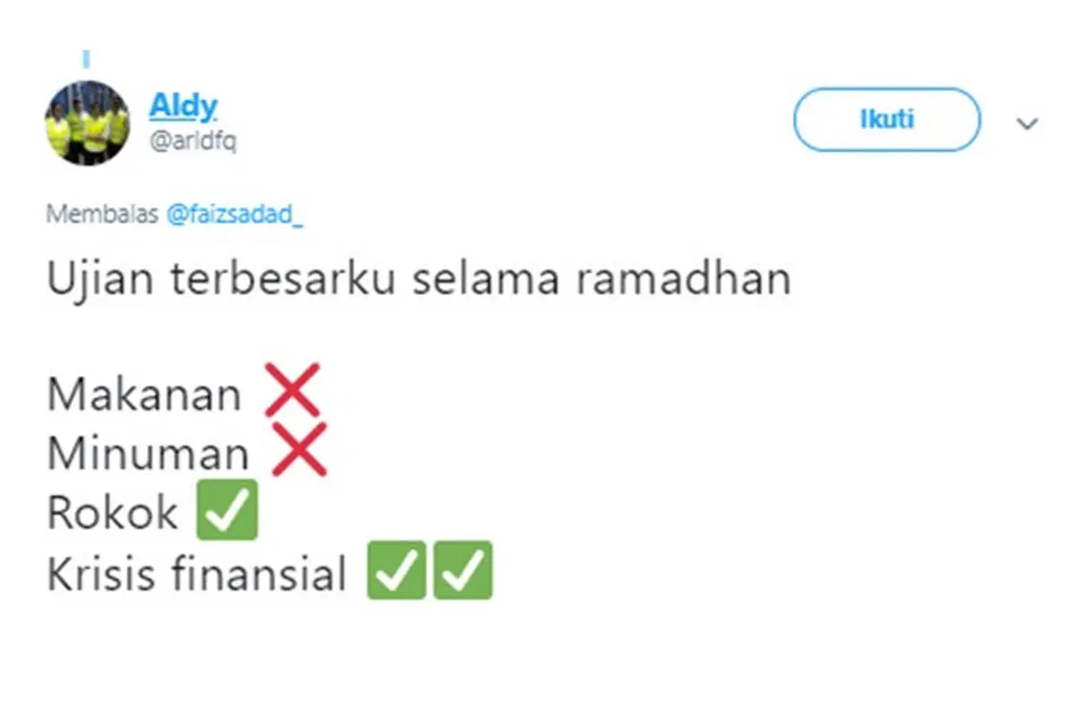 Cuitan kocak (Sumber: Twitter/arldfq)