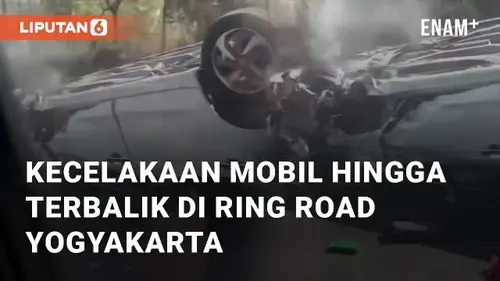 VIDEO: Viral Kecelakaan Tunggal Mobil Hingga Terbalik di Ring Road Yogyakarta