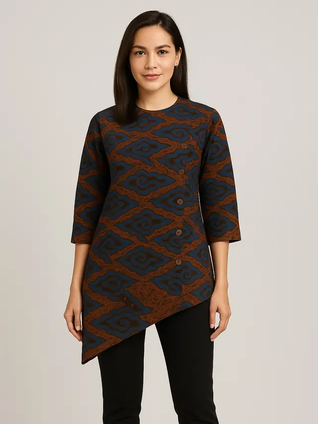 Model Baju Batik Mega Mendung Wanita untuk Kerja Kantoran